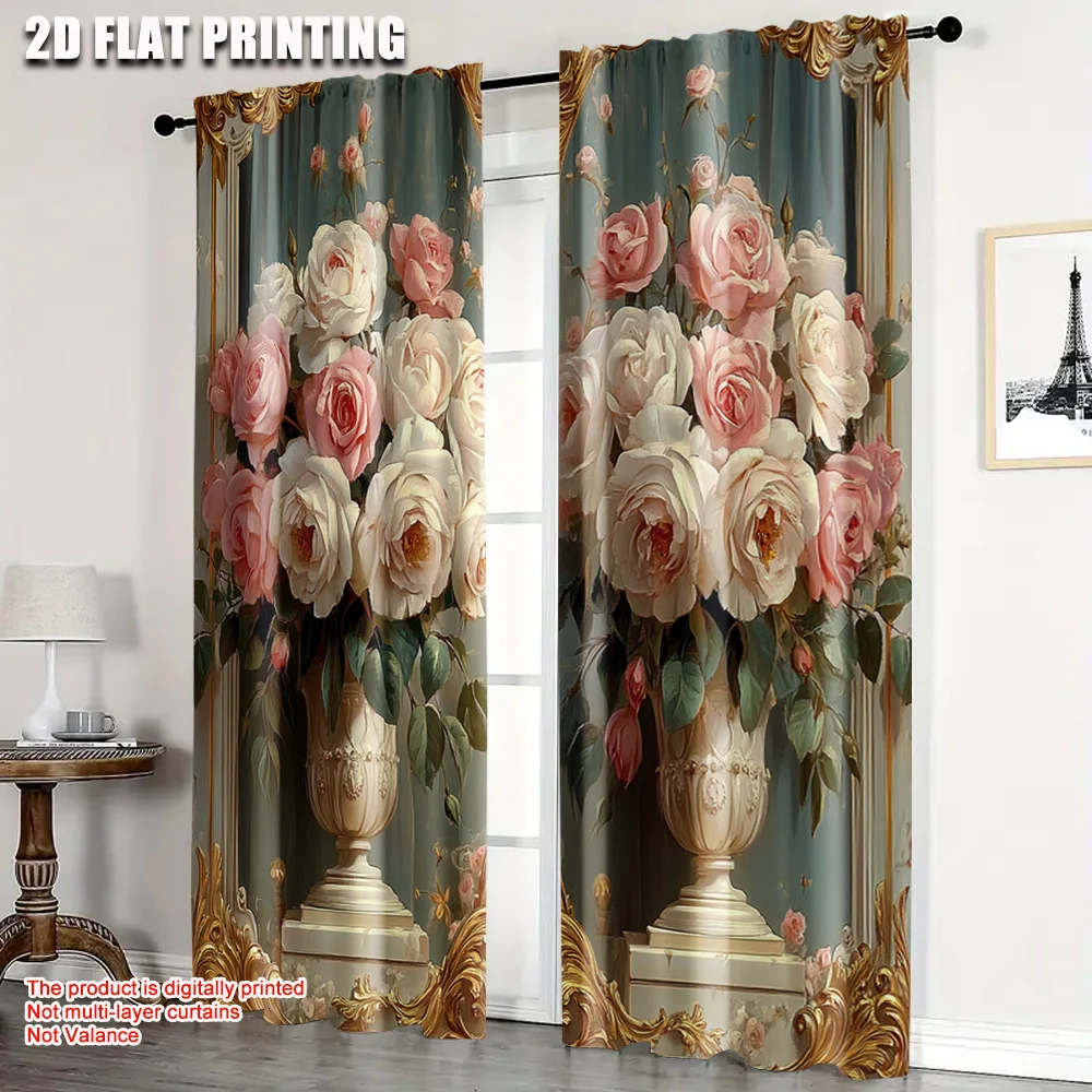 2pcs, Curtains 2D print Retro Elegant Rose Floral Versatile Fabric (without rod) Art Deco Festive for Living Room, Bedroom,
2pcs, Curtains 2D print Retro Elegant Rose Floral Versatile Fabric (without rod) Art Deco Festive for Living Room, Bedroom,
