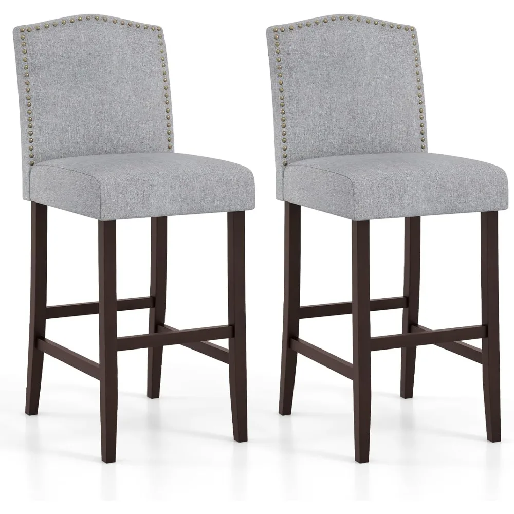 " Bar Stools , Upholstered Bar Height Bar Chairs with Back & Rubber Wood Legs, Antique Nailhead Trim
" Bar Stools , Upholstered Bar Height Bar Chairs with Back & Rubber Wood Legs, Antique Nailhead Trim