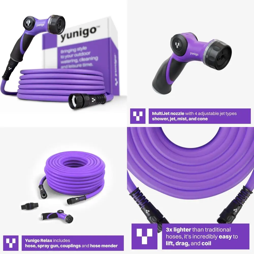 Expandable Garden Hose 50ft Lightweight No-Kink with Anodized Aluminum Couplings and Spray Nozzle - Durable Stylish Water Hose f
Expandable Garden Hose 50ft Lightweight No-Kink with Anodized Aluminum Couplings and Spray Nozzle - Durable Stylish Water Hose f