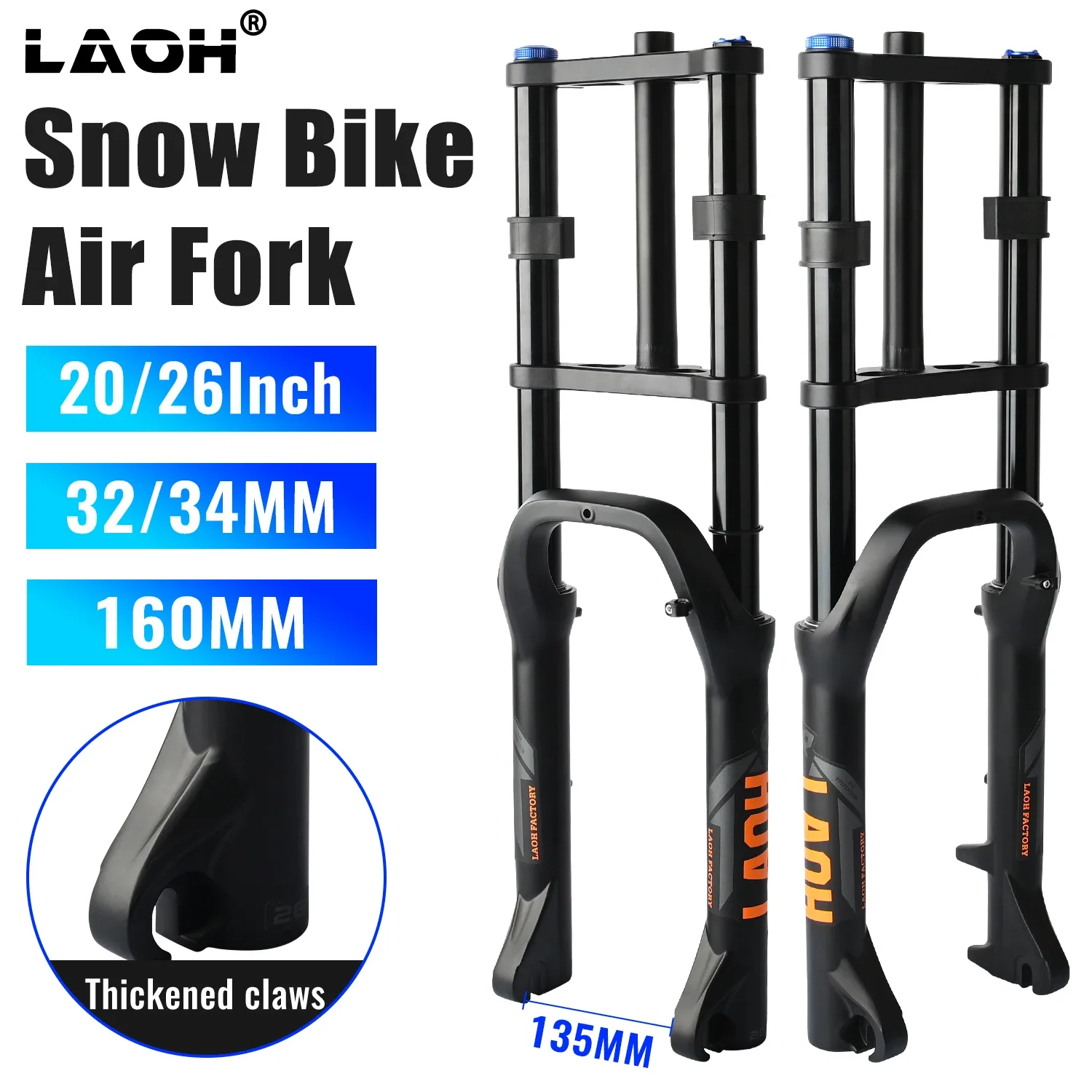 LAOH 20inch Bike Suspension Fork with 4.0 Tire 160mm Travel Double Shoulder QR 9mm Straight Tube for Snow Beach MTB Fat Bike
LAOH 20inch Bike Suspension Fork with 4.0 Tire 160mm Travel Double Shoulder QR 9mm Straight Tube for Snow Beach MTB Fat Bike