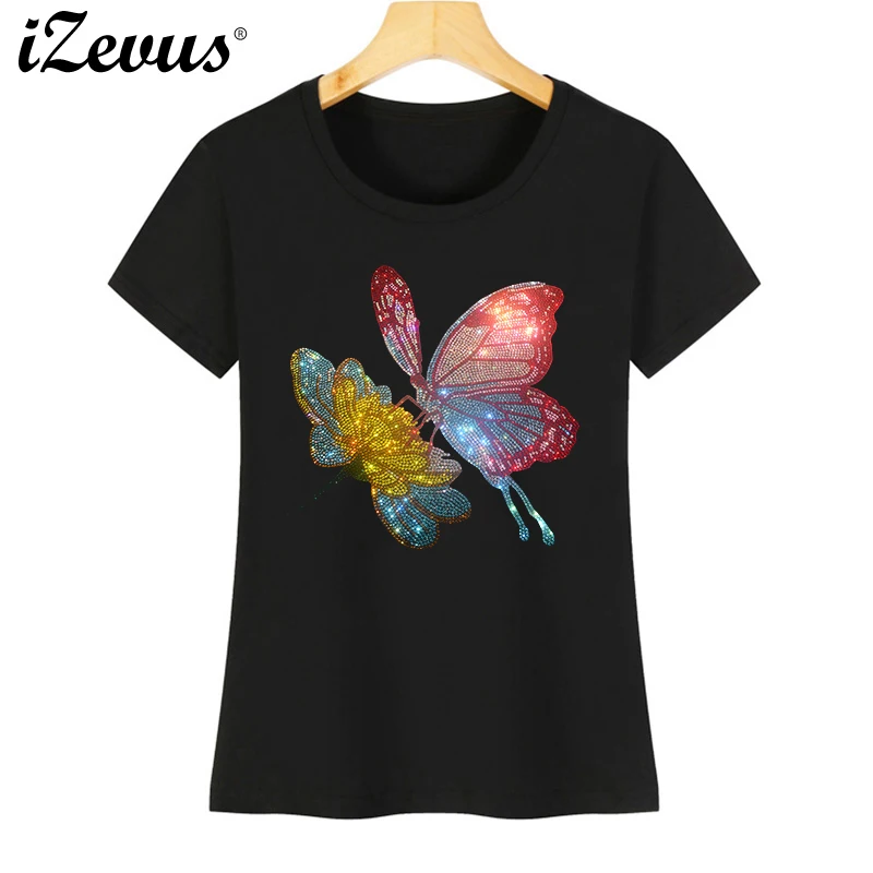 Fashionable rhinestone rhinestone butterfly and women's summer casual short-sleeved pure cotton casual T-shirt
Fashionable rhinestone rhinestone butterfly and women's summer casual short-sleeved pure cotton casual T-shirt
