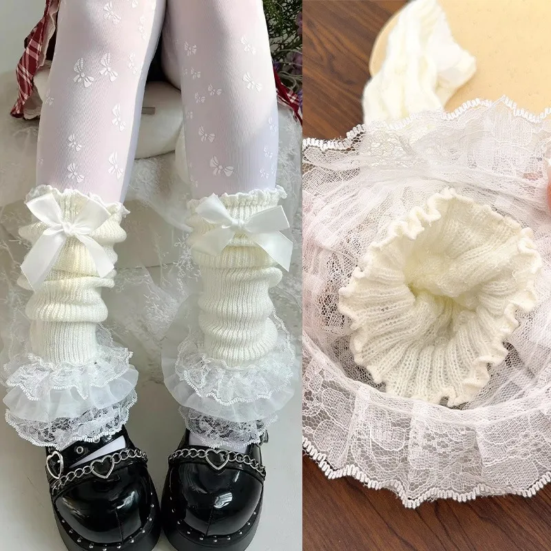 Autumn Winter Lace Bow Lolita Leg Warmer Women Knitted Warm Foot Cover White Black Soft Hosiery Sweet Lolita Furry Leg Warmers
Autumn Winter Lace Bow Lolita Leg Warmer Women Knitted Warm Foot Cover White Black Soft Hosiery Sweet Lolita Furry Leg Warmers
