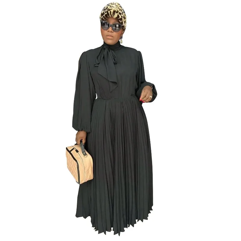 Black Spring New Bandage Ruched Long Dresses Women Round Neck Long Sleeve Slim Vestidos Female Solid Stacked OL Clothes 2025
Black Spring New Bandage Ruched Long Dresses Women Round Neck Long Sleeve Slim Vestidos Female Solid Stacked OL Clothes 2025