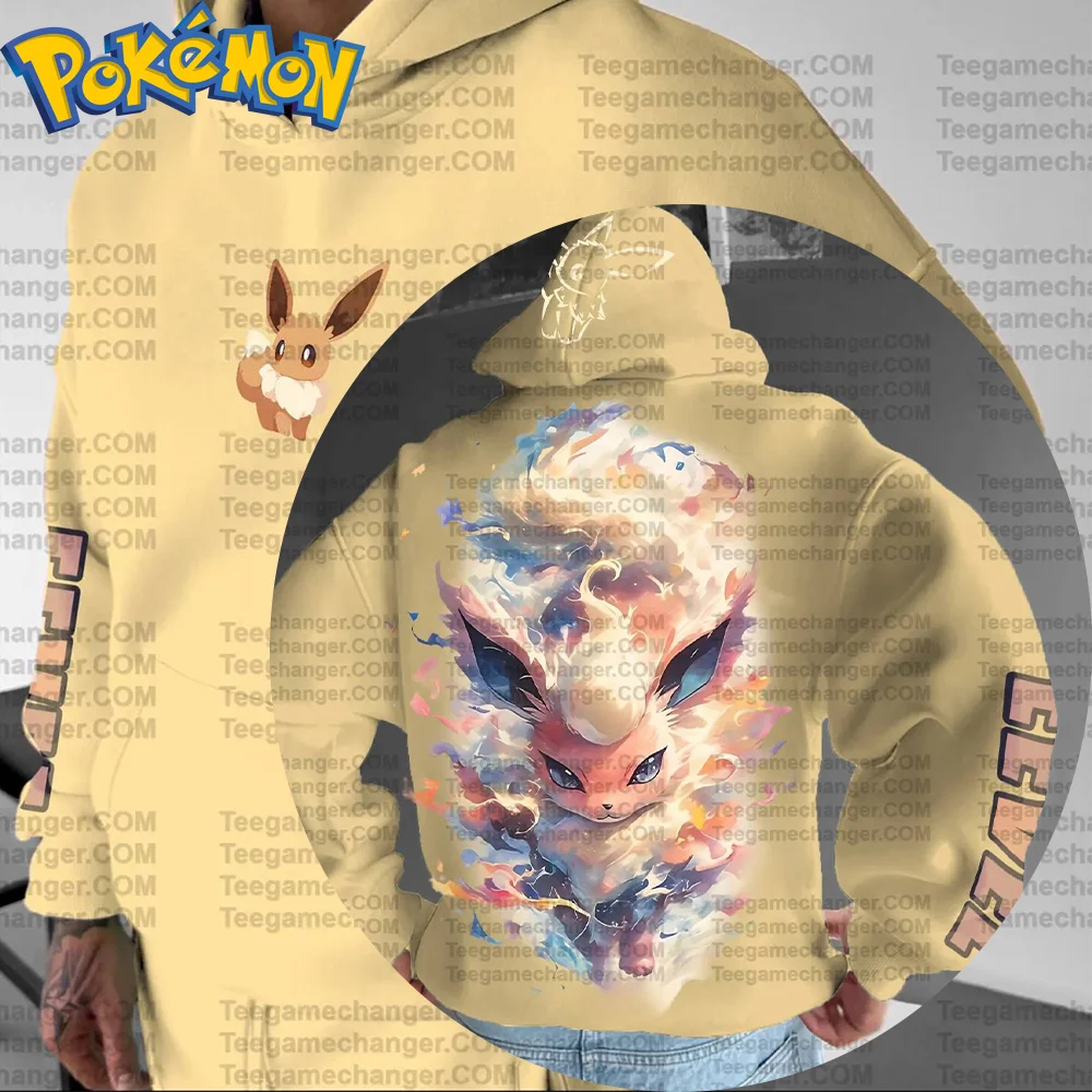 Pokemon Anime Eevee Evolution Cotton Hoodie Harajuku Pants Set Beige Colorful Flame Pattern Two Piece Outfit Casual Streetwear
Pokemon Anime Eevee Evolution Cotton Hoodie Harajuku Pants Set Beige Colorful Flame Pattern Two Piece Outfit Casual Streetwear