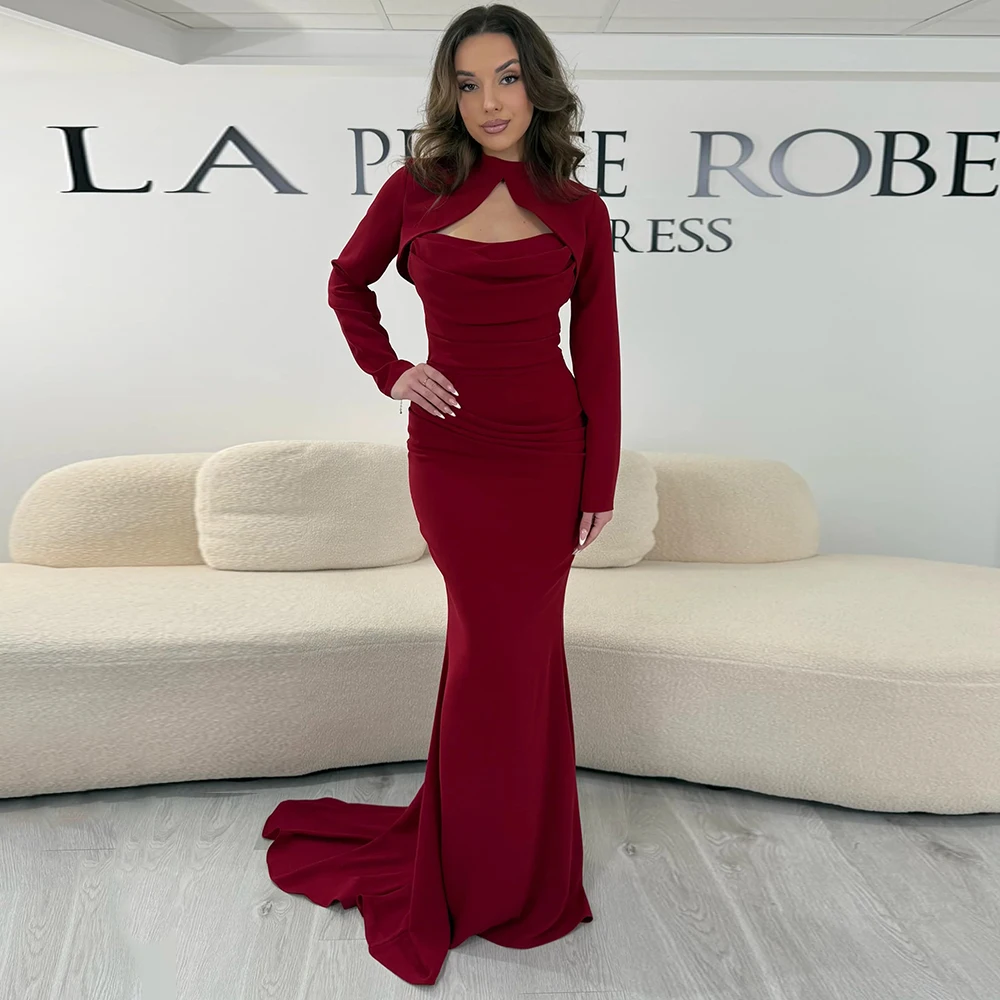 Customized Burgundy Long Sleeve Cowl Neck Mermaid Evening Gown with Cape Women Elegant Jersey Wedding Party Gowns Prom Dress
Customized Burgundy Long Sleeve Cowl Neck Mermaid Evening Gown with Cape Women Elegant Jersey Wedding Party Gowns Prom Dress