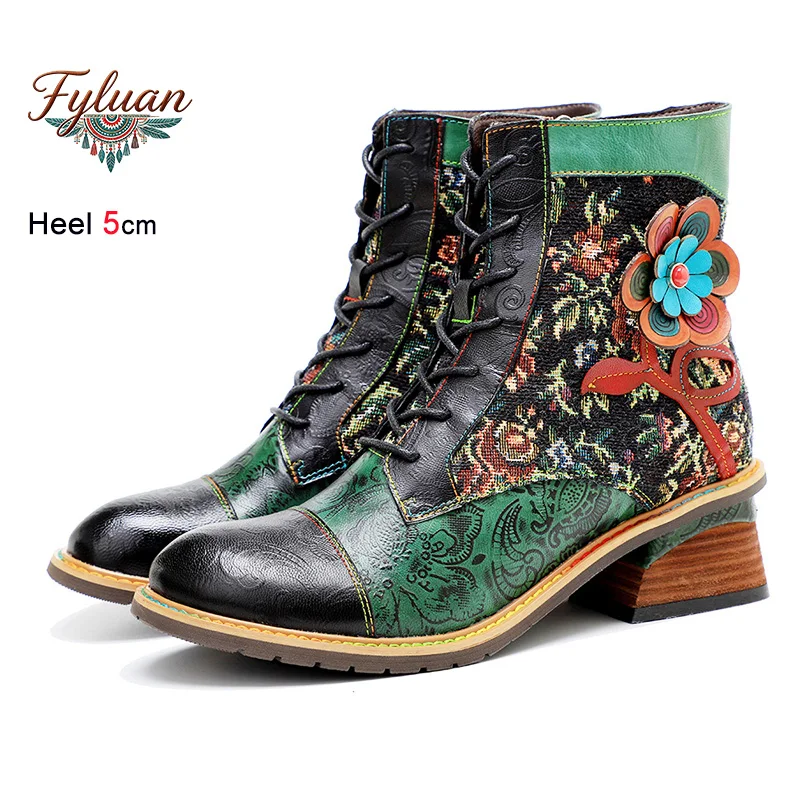 High Top Casual Women 5CM Autumn Shoes Print Design Side Zipper Lace-up retro Genuine leather Chunk Heel Short Boots For Female
High Top Casual Women 5CM Autumn Shoes Print Design Side Zipper Lace-up retro Genuine leather Chunk Heel Short Boots For Female