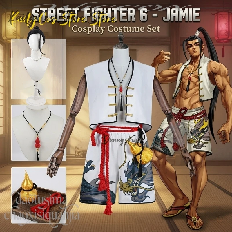 Jamie Chinese Styles Ink Painting Pattern Tang Suit Gourd Pendant Wigs Cool Punk Halloween Cosplay Anime Street Game Fighter 6
Jamie Chinese Styles Ink Painting Pattern Tang Suit Gourd Pendant Wigs Cool Punk Halloween Cosplay Anime Street Game Fighter 6
