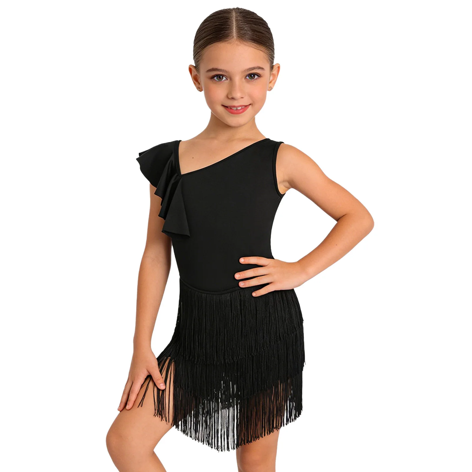 Girls Latin Salsa Dance Competition Dress Asymmetrical Ruffle Fringe with Built In Briefs Dresses for Ballroom Stage Performance
Girls Latin Salsa Dance Competition Dress Asymmetrical Ruffle Fringe with Built In Briefs Dresses for Ballroom Stage Performance