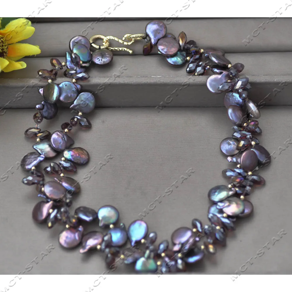 Z13879 2Row 18" 14mm Black Baroque Coin Pearl Faceted Drop Crystal Necklace Bracelet Custom Jewelry
Z13879 2Row 18" 14mm Black Baroque Coin Pearl Faceted Drop Crystal Necklace Bracelet Custom Jewelry