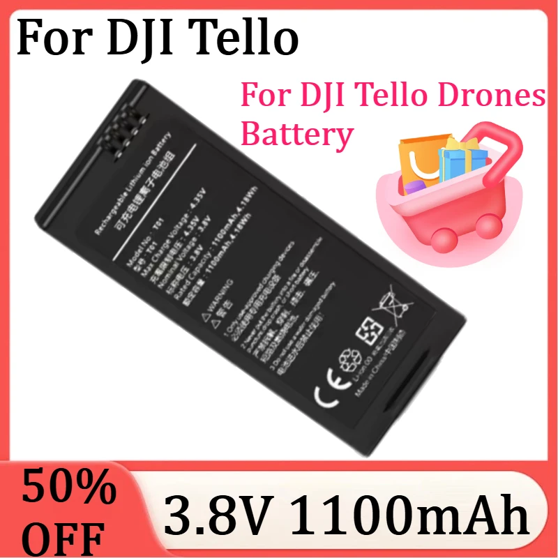 New T01 Drones Battery 1100mAh/3.8V 4.18Wh for DJI Tello Replacement Battery High Quality Rechargeable Bateria
New T01 Drones Battery 1100mAh/3.8V 4.18Wh for DJI Tello Replacement Battery High Quality Rechargeable Bateria