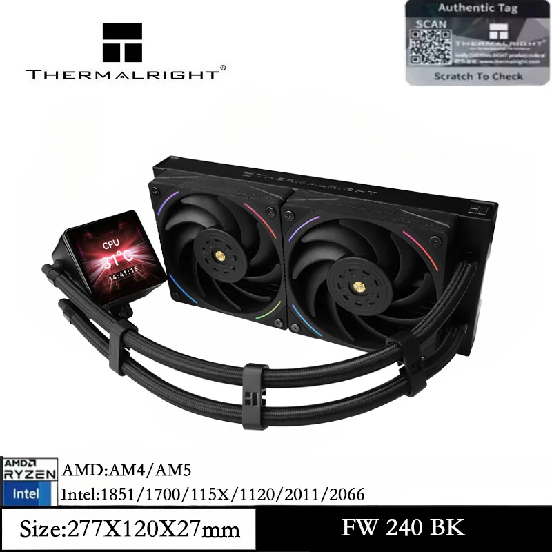 Черный жидкий процессор Thermalright Frozen Vision 240 с 2 вентиляторами ШИМ, 2,88-дюймовый IPS ЖК-дисплей для AM4 AM5 Intel LGA 1700/1851/115X
Черный жидкий процессор Thermalright Frozen Vision 240 с 2 вентиляторами ШИМ, 2,88-дюймовый IPS ЖК-дисплей для AM4 AM5 Intel LGA 1700/1851/115X