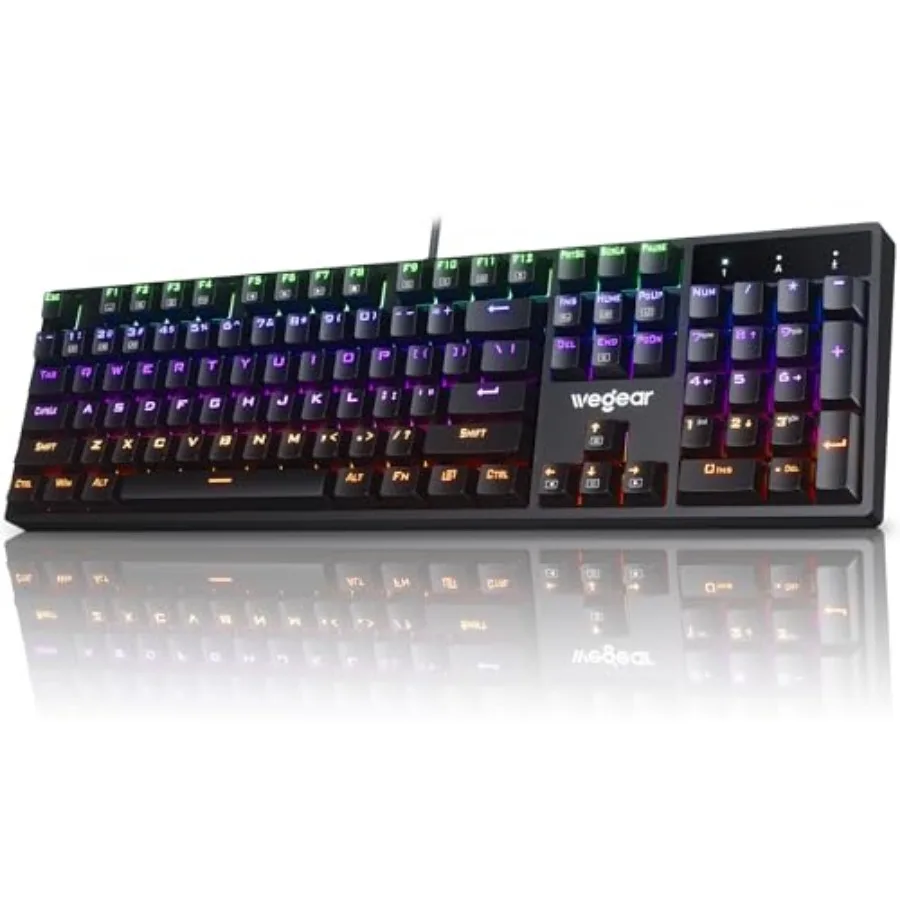 RGB Mechanical Gaming Keyboard Blue Switch, 104 Keys Full-Size Light Up Key-board with 11 Backlit Modes, Anti-Ghosting, Double-
RGB Mechanical Gaming Keyboard Blue Switch, 104 Keys Full-Size Light Up Key-board with 11 Backlit Modes, Anti-Ghosting, Double-