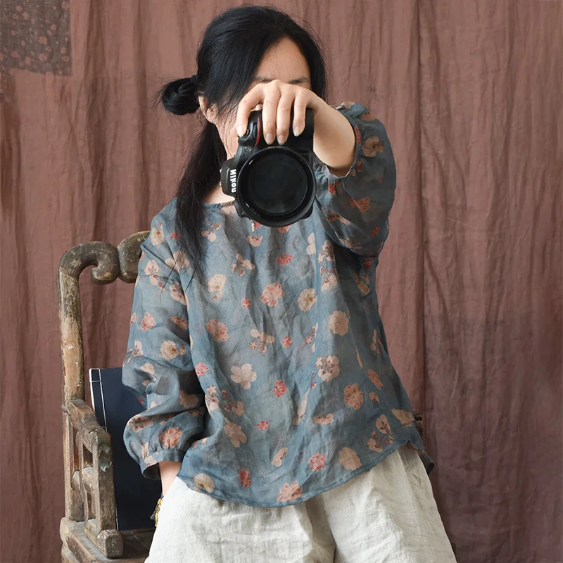 Ретро-блузка с круглым вырезом и рукавами-фонариками, защита от солнца, оригинальная хлопково-льняная художественная блузка, женская модная летняя повседневная одежда
Ретро-блузка с круглым вырезом и рукавами-фонариками, защита от солнца, оригинальная хлопково-льняная художественная блузка, женская модная летняя повседневная одежда