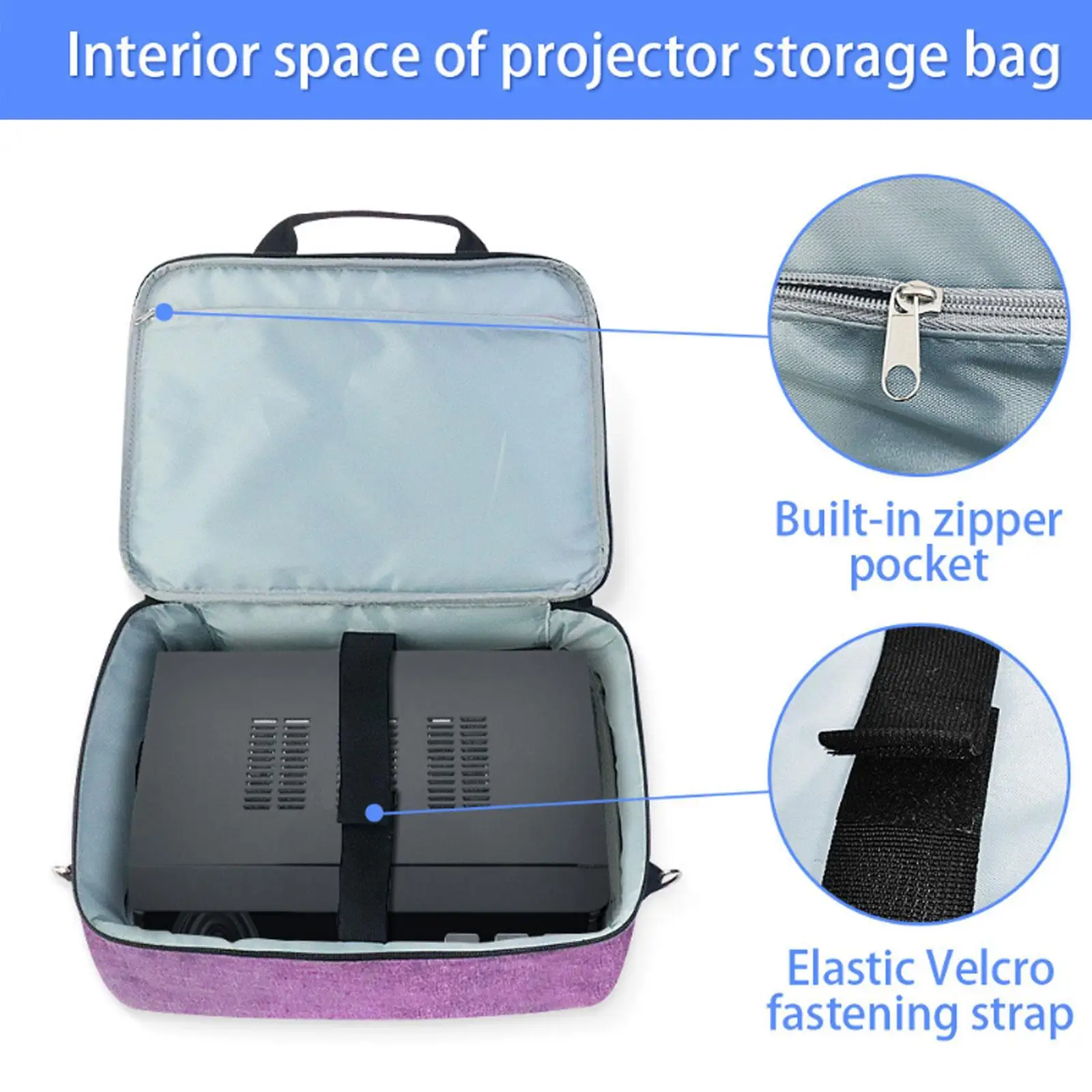 Projector Bag Storage Pouch Multiple Storage Pockets with Handle with Shoulder Strap Multifunctional Purple Carrying Case
Projector Bag Storage Pouch Multiple Storage Pockets with Handle with Shoulder Strap Multifunctional Purple Carrying Case