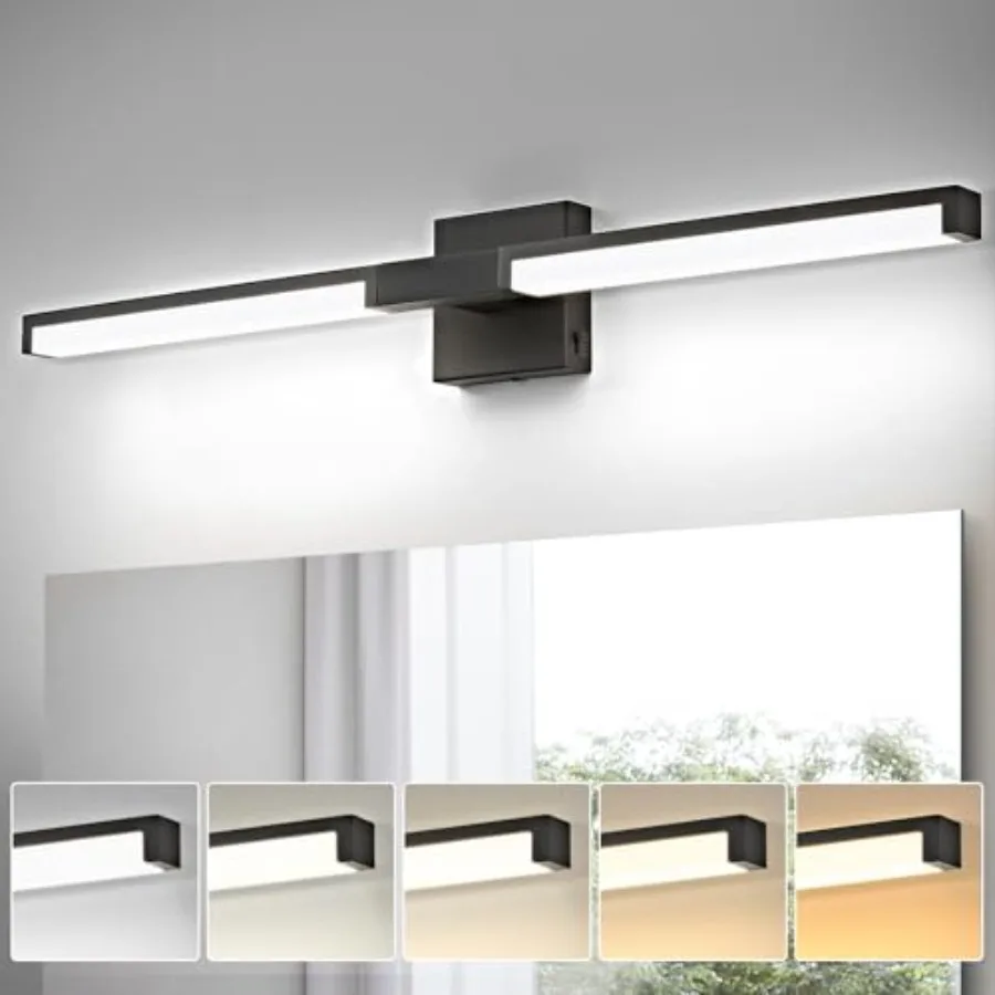 Modern Bathroom Light Fixtures Over Mirror 32 Inch Matte Black Vanity Light Bar for Bathroom 16W 5CCT Diammable Wall Light
Modern Bathroom Light Fixtures Over Mirror 32 Inch Matte Black Vanity Light Bar for Bathroom 16W 5CCT Diammable Wall Light