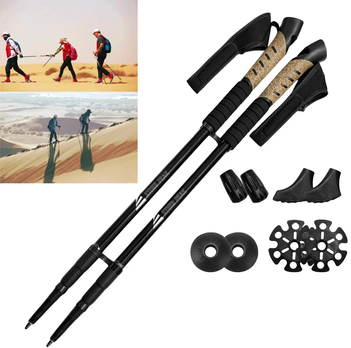2025 OEM/ODM Telescopic Aluminum Walking Sticks Retractable Walking Cane Adjustable Shock-Absorbent Trekking Poles For Deserts
2025 OEM/ODM Telescopic Aluminum Walking Sticks Retractable Walking Cane Adjustable Shock-Absorbent Trekking Poles For Deserts