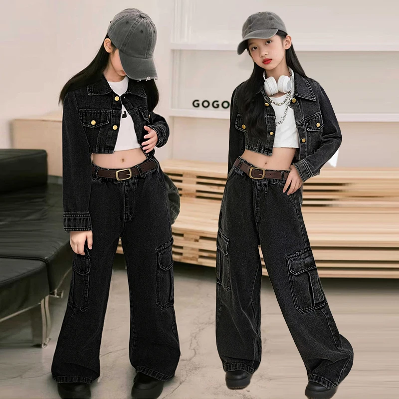 Retro American style teen girls cowboy set short denim jacket+cargo pants+belt 3pcs junior kids coat jeans suit child outfits 14
Retro American style teen girls cowboy set short denim jacket+cargo pants+belt 3pcs junior kids coat jeans suit child outfits 14