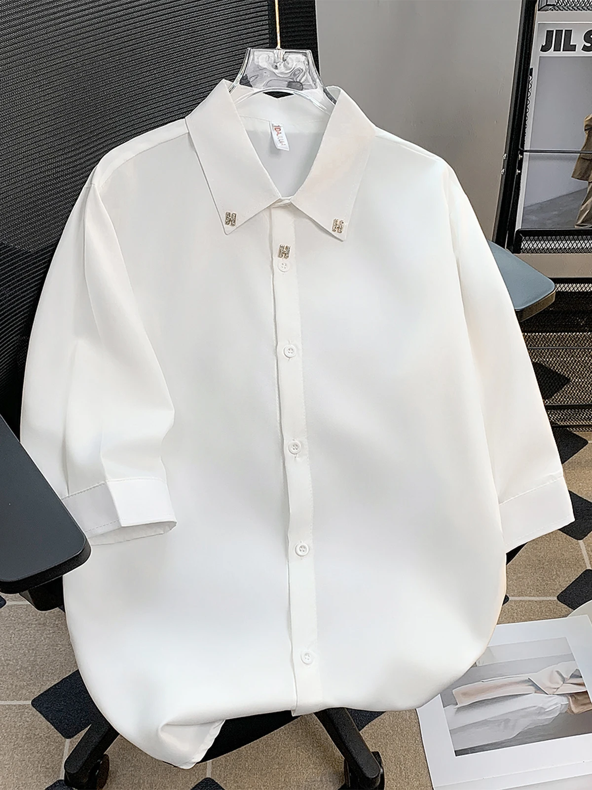 Summer White Short Sleeve Shirt Men's Slim Fit Upper Apparel 2025 New Style Drapey Five-Quarter Sleeve Shirt Korean Version
Summer White Short Sleeve Shirt Men's Slim Fit Upper Apparel 2025 New Style Drapey Five-Quarter Sleeve Shirt Korean Version