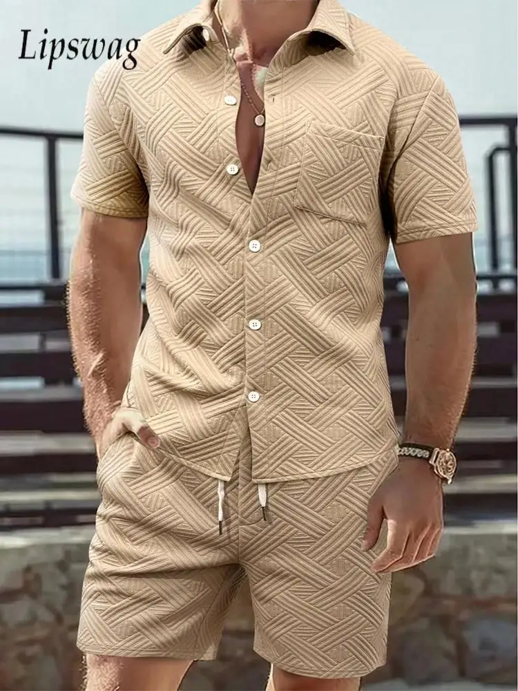 Stylish Jacquard Textured Outfits Mens Vintage Lapel Short Sleeve Shirt And Shorts Two Piece Sets Men Summer Daily Casual Suits
Stylish Jacquard Textured Outfits Mens Vintage Lapel Short Sleeve Shirt And Shorts Two Piece Sets Men Summer Daily Casual Suits