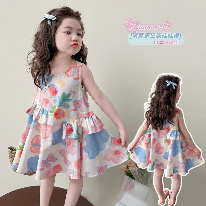 Girl's summer sleeveless dress, cute graffiti casual A-line skirt, suitable for summer dresses aged 3-8, casual beach wear
Girl's summer sleeveless dress, cute graffiti casual A-line skirt, suitable for summer dresses aged 3-8, casual beach wear