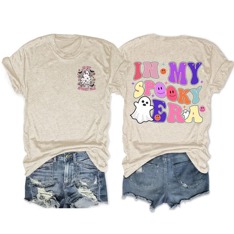 Summer ladies Halloween in my spooky era Ghost print T-shirt Fashion new short sleeve top with loose casual pullover
Summer ladies Halloween in my spooky era Ghost print T-shirt Fashion new short sleeve top with loose casual pullover