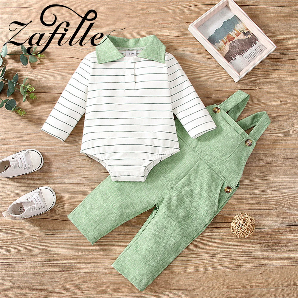 ZAFILLE Hot Sale Baby Boys Clothes Set Striped Bodysuit+Green Overalls Autumn Kids Newborn Girls Tracksuit Leisure Infant Outfit
ZAFILLE Hot Sale Baby Boys Clothes Set Striped Bodysuit+Green Overalls Autumn Kids Newborn Girls Tracksuit Leisure Infant Outfit