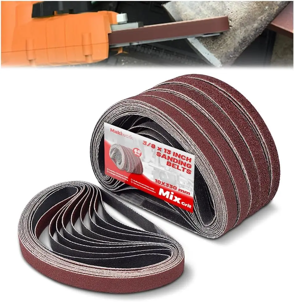 3/8 x 13 Inch Sanding Belts 60-Pack, 40/60/80/120/150/240 Grit for Woodworking
3/8 x 13 Inch Sanding Belts 60-Pack, 40/60/80/120/150/240 Grit for Woodworking