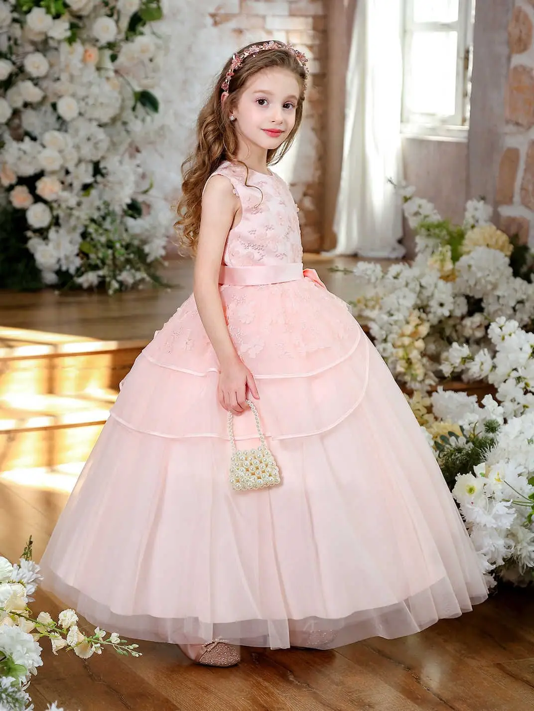 Luxury Girls Formal Dress Pink 3D Floral Embroidery Bow Sash Tiered Flower Girl Gown for Wedding Birthday First Communion Dress
Luxury Girls Formal Dress Pink 3D Floral Embroidery Bow Sash Tiered Flower Girl Gown for Wedding Birthday First Communion Dress