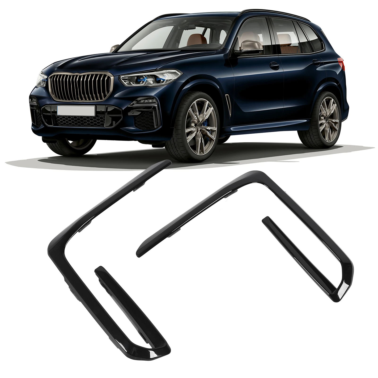 Pair Front Bumper Fog Light Grille Trim Cover for BMW X5 G05 M50 Pre-LCI 2018-2021, Left & Right Fog Lamp Trim Molding
Pair Front Bumper Fog Light Grille Trim Cover for BMW X5 G05 M50 Pre-LCI 2018-2021, Left & Right Fog Lamp Trim Molding