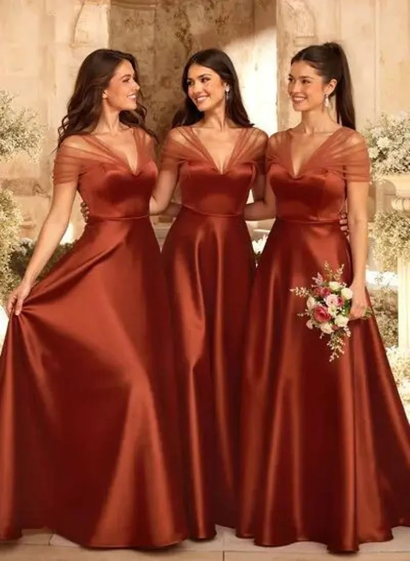 Customized Long Satin Bridesmaid Dresses with Pockets A-Line V-Neck Floor Length Zipper Back Evening Dress for Women
Customized Long Satin Bridesmaid Dresses with Pockets A-Line V-Neck Floor Length Zipper Back Evening Dress for Women