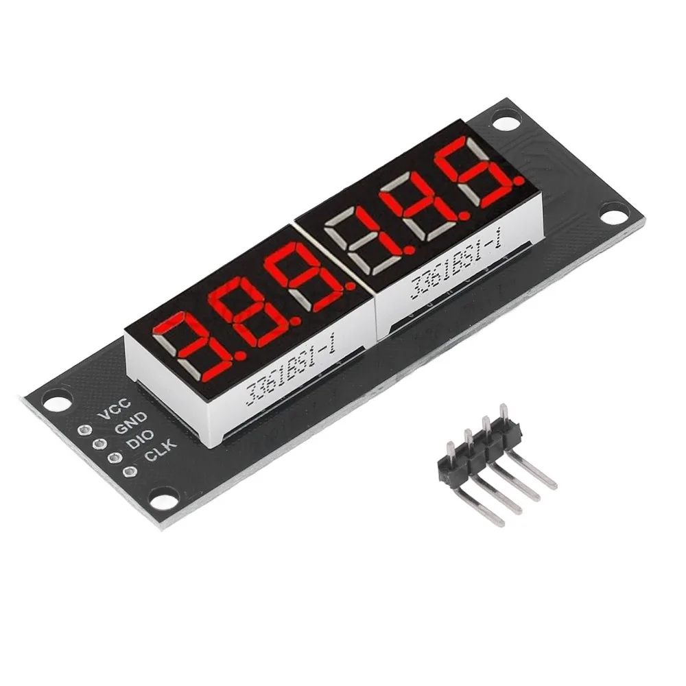 TM1637 Driver IC 6 Digit 7 Segment Display Module 0.36in Red LED Digital Tube 2 Pin IO Plug and Play