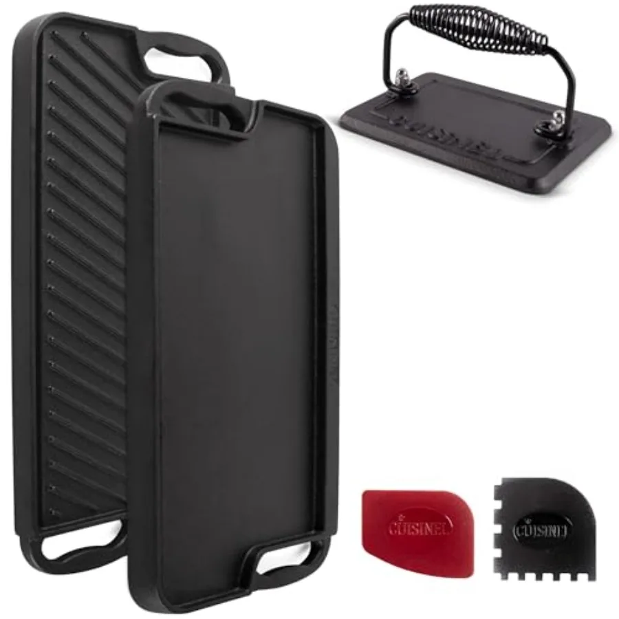 Cast Iron + Pan Scrapers - Reversible Pre-Seasoned 20" X 10" Dual Handle Flat Skillet + Griller Pan + Cleaning Accessories - Us
Cast Iron + Pan Scrapers - Reversible Pre-Seasoned 20" X 10" Dual Handle Flat Skillet + Griller Pan + Cleaning Accessories - Us