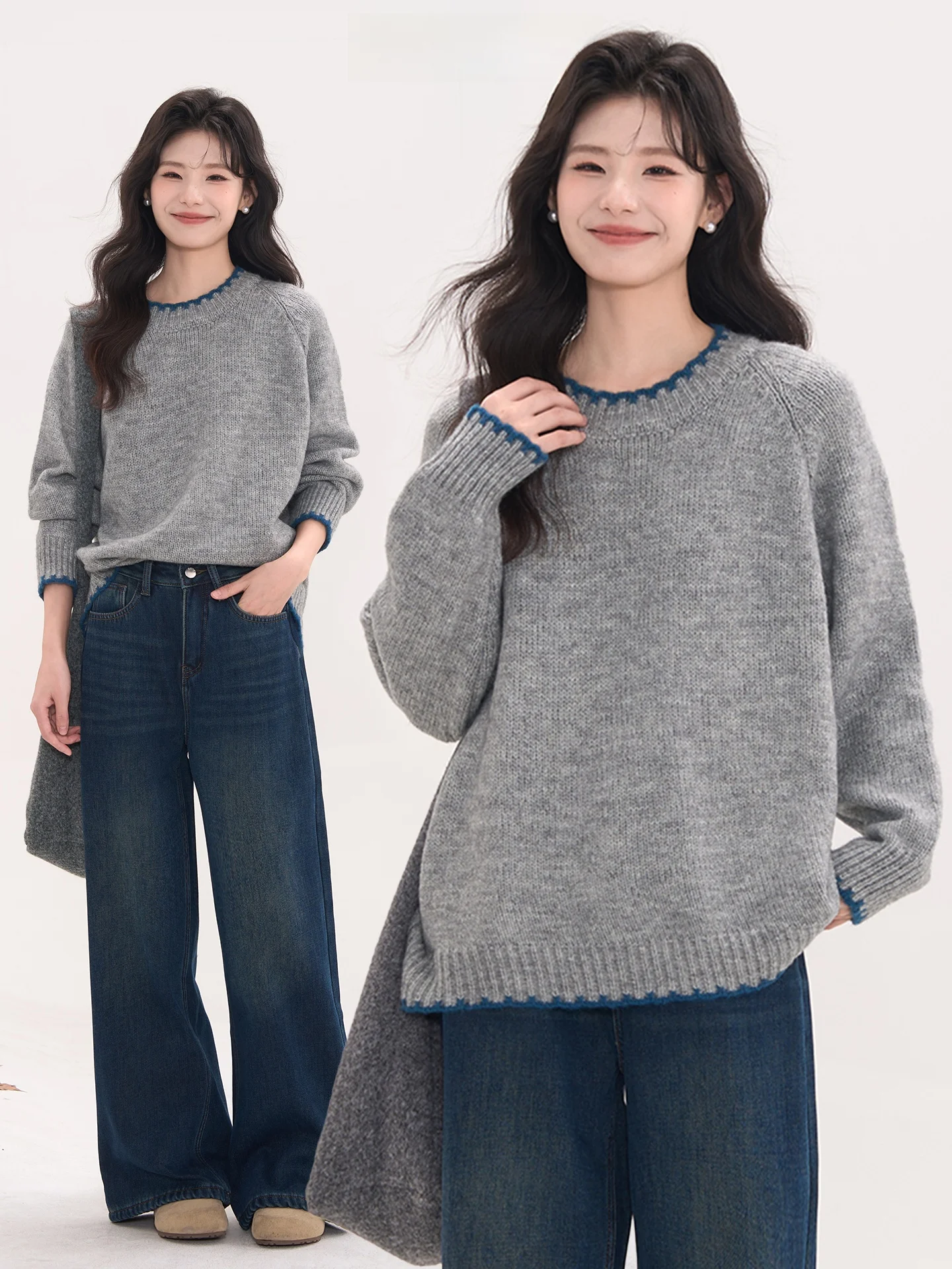 Heme 5 Wool Blend Knitted Sweater Women's round Ne Hand Crocheted Color Blo Autumn Winter Faion Casual Loose Fit
Heme 5 Wool Blend Knitted Sweater Women's round Ne Hand Crocheted Color Blo Autumn Winter Faion Casual Loose Fit