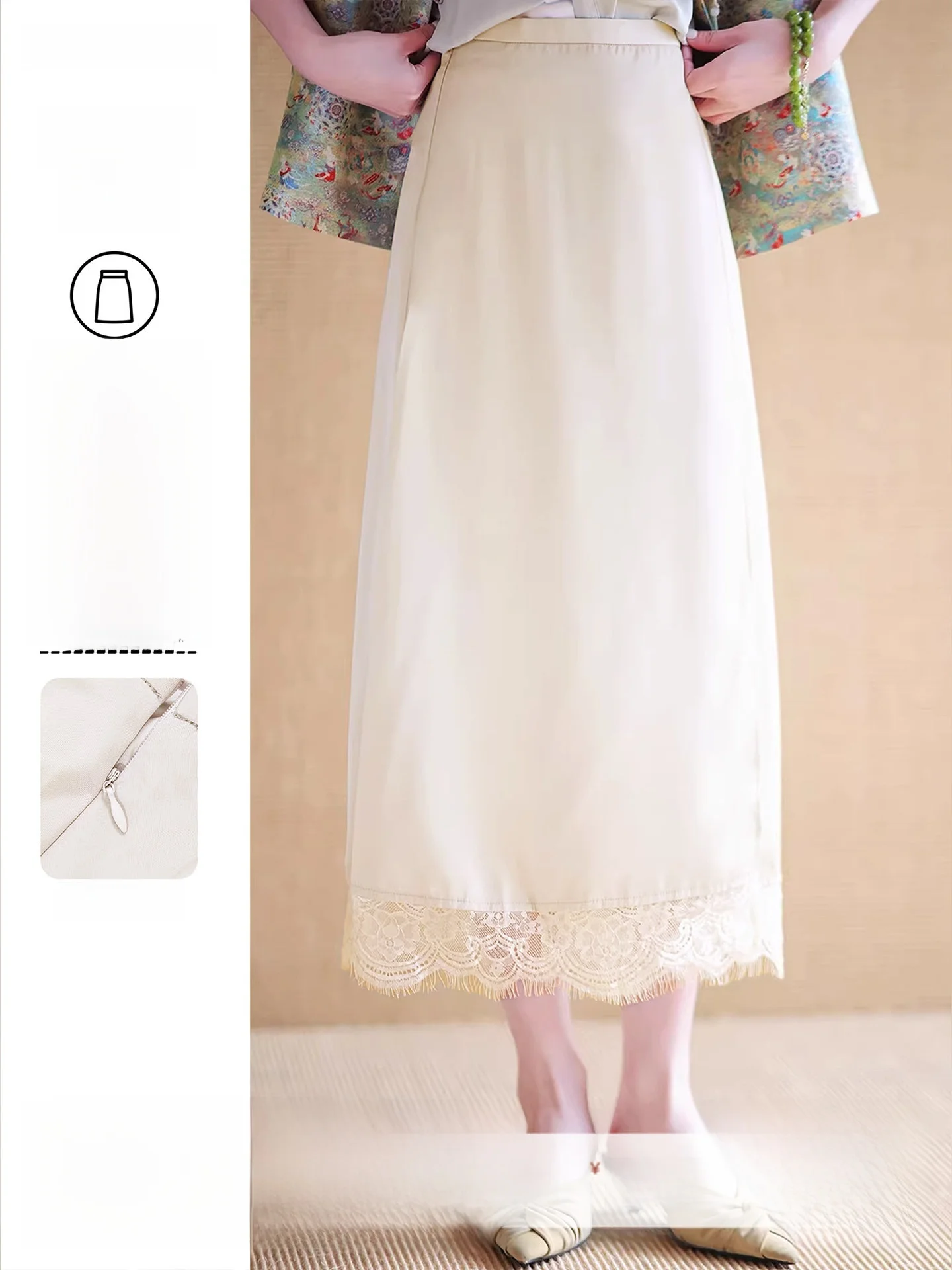 High Waist A-Line Midi Skirt with Pearl Shine And Lace Hemline for Women Elegant Standard Fit Casual Wear by Zha Da Xi
High Waist A-Line Midi Skirt with Pearl Shine And Lace Hemline for Women Elegant Standard Fit Casual Wear by Zha Da Xi
