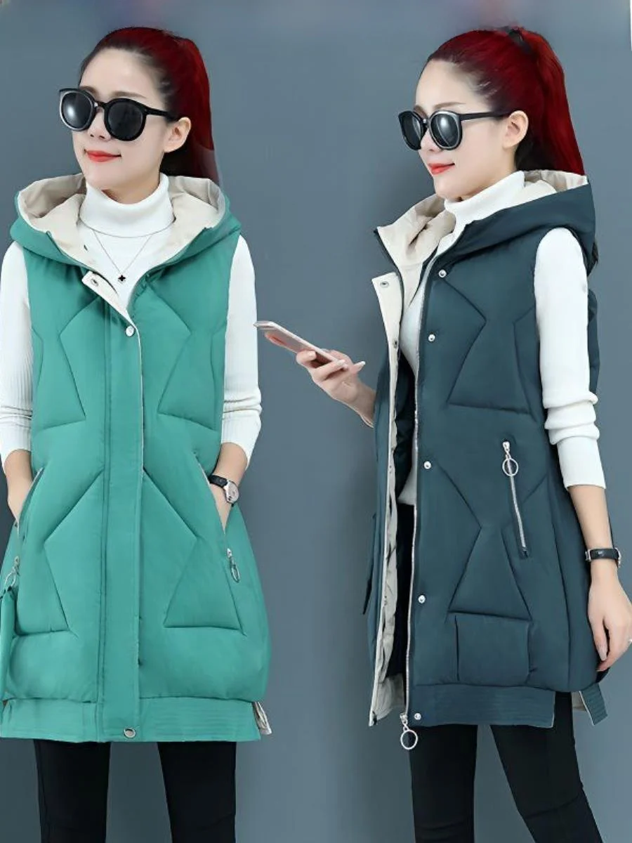 Women's Mid-Length Loose Fit Thiened down Cotton Vest Autumn Winter New Sle Faion Korean Sle Bal Jaet
Women's Mid-Length Loose Fit Thiened down Cotton Vest Autumn Winter New Sle Faion Korean Sle Bal Jaet