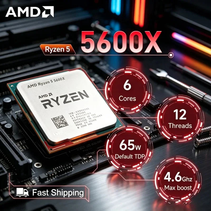 Desktop Computer Hardware AMD Ryzen 5 5600X CPU 6 Core 12 Thread 3.7GHz 7NM AM4 65W DDR4 L3 32M Processor No Fan
Desktop Computer Hardware AMD Ryzen 5 5600X CPU 6 Core 12 Thread 3.7GHz 7NM AM4 65W DDR4 L3 32M Processor No Fan