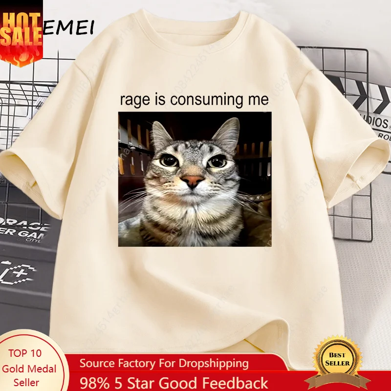Rage Is Consuming Me Silly Staring Cat Meme Tee Shirt Casual Cotton Short Sleeve T-shirts Men Women Cat Lover T Shirt Oversized
Rage Is Consuming Me Silly Staring Cat Meme Tee Shirt Casual Cotton Short Sleeve T-shirts Men Women Cat Lover T Shirt Oversized