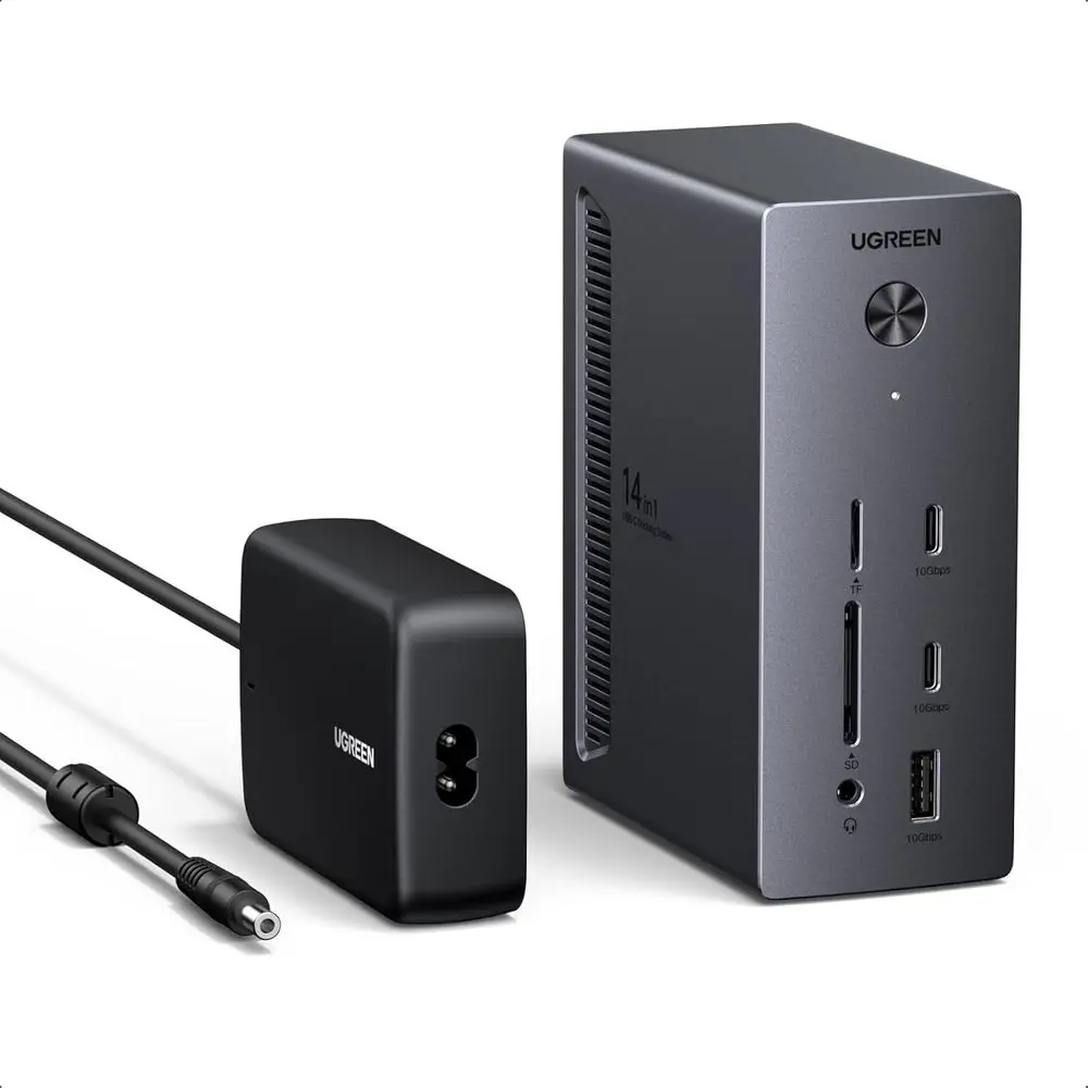 14-Port USB-C Dock for Windows Laptops: Triple Display Support, 8K DP/4K HDMI, 100W PD, Gigabit Ethernet, SD/TF Card Reader, 3.5
14-Port USB-C Dock for Windows Laptops: Triple Display Support, 8K DP/4K HDMI, 100W PD, Gigabit Ethernet, SD/TF Card Reader, 3.5