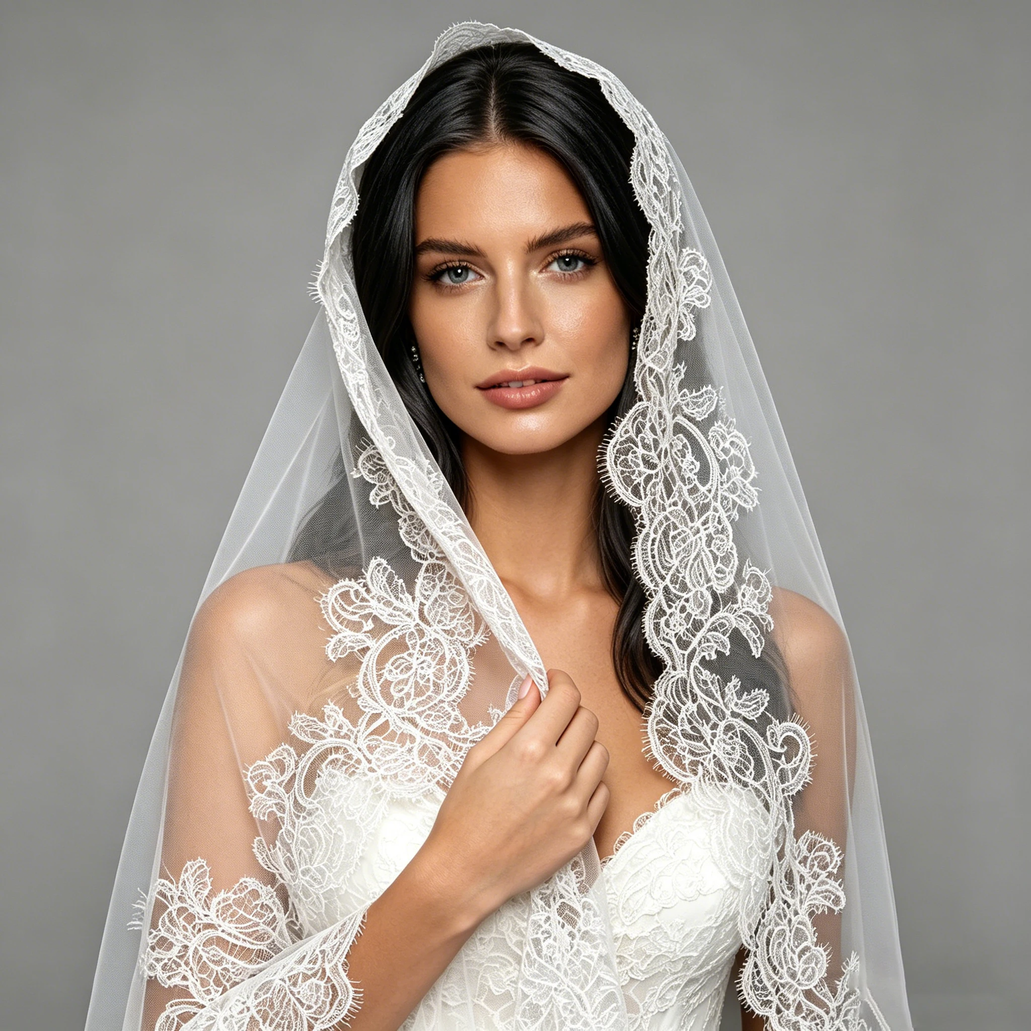 Lace Edge Mantilla Bridal Veil, 1 Tier Waltz Length Soft Tulle Wedding Veil with Floral Lace&Comb for Bride Hair Accessory G188
Lace Edge Mantilla Bridal Veil, 1 Tier Waltz Length Soft Tulle Wedding Veil with Floral Lace&Comb for Bride Hair Accessory G188