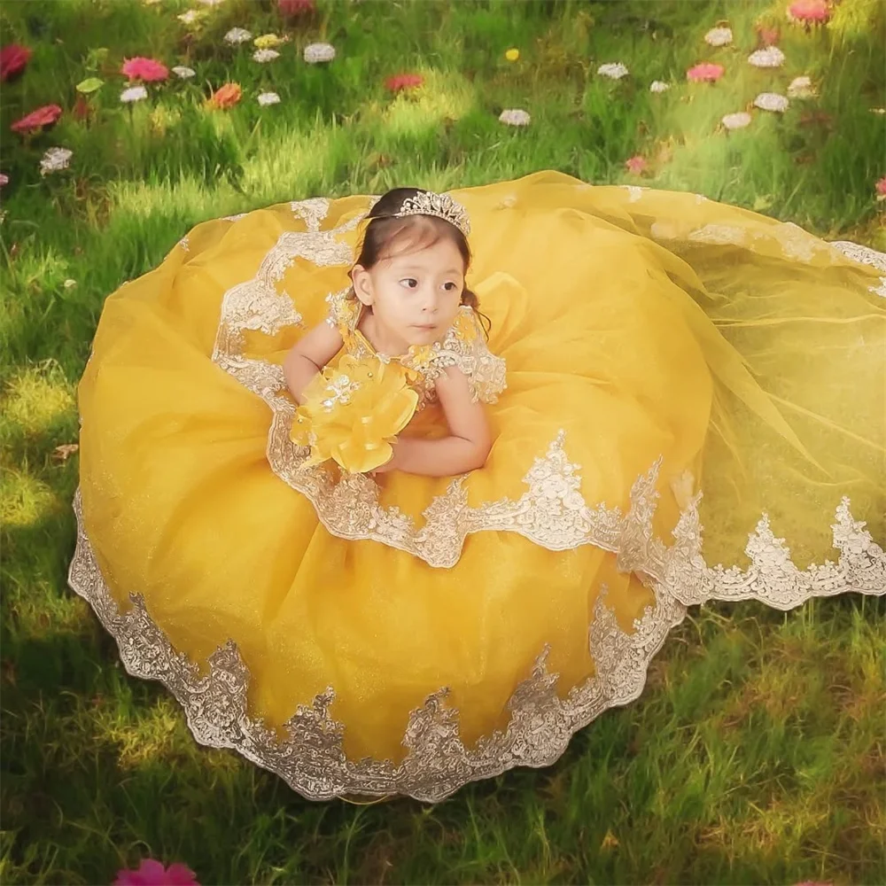 Elegant Yellow Flower Girl Dress Luxury Sequined Wedding Floor Length Sweep Train Elegant Formal Long Ball First Communion Gown
Elegant Yellow Flower Girl Dress Luxury Sequined Wedding Floor Length Sweep Train Elegant Formal Long Ball First Communion Gown