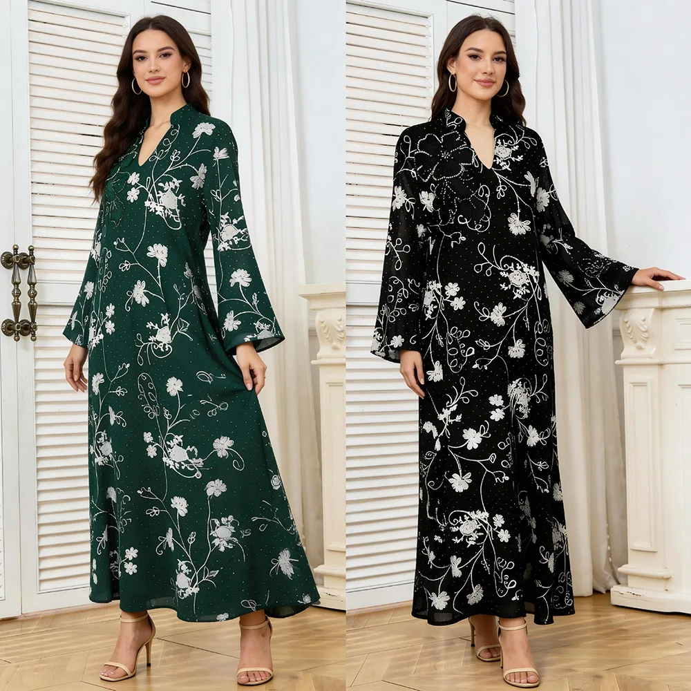Mt552 New Women's V-neck Beaded Embroidery Dress, Elegant And Luxurious Fashion Party Outfit Ramadan Dubai Luxury Islam Elegant
Mt552 New Women's V-neck Beaded Embroidery Dress, Elegant And Luxurious Fashion Party Outfit Ramadan Dubai Luxury Islam Elegant