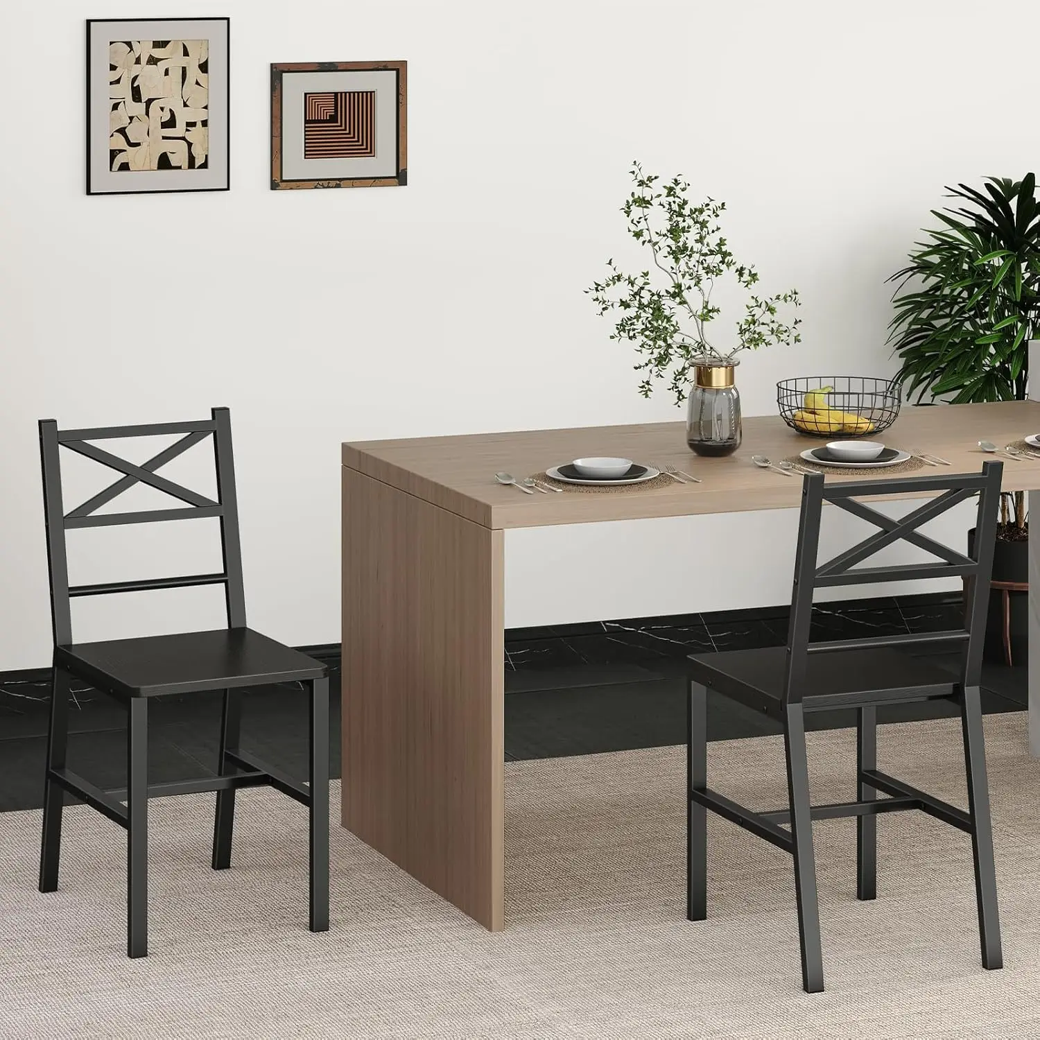Dining Chair Set of 2. Rustic Wooden. Farmhouse Style. Metal Frame. Easy Assembly. Black. TBHB1001.
Dining Chair Set of 2. Rustic Wooden. Farmhouse Style. Metal Frame. Easy Assembly. Black. TBHB1001.