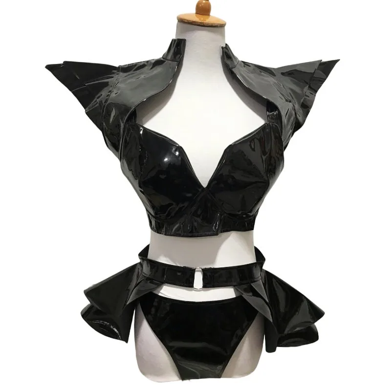 Bar Nightclub Gogo Dancer Singer Sexy Stage Wear Black Silver Laser Leather Bikini Split Dance Outfit Show Drag Queen Costume
Bar Nightclub Gogo Dancer Singer Sexy Stage Wear Black Silver Laser Leather Bikini Split Dance Outfit Show Drag Queen Costume
