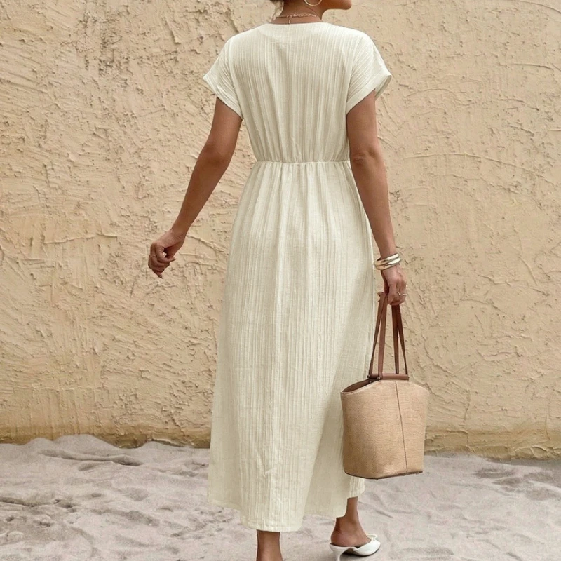 Elegant Women's Summer Casual Long Dress Ladies Boho Short Sleeved V Neck Ruched Beach Sundress Party Office Maxi Dresses Платье
Elegant Women's Summer Casual Long Dress Ladies Boho Short Sleeved V Neck Ruched Beach Sundress Party Office Maxi Dresses Платье