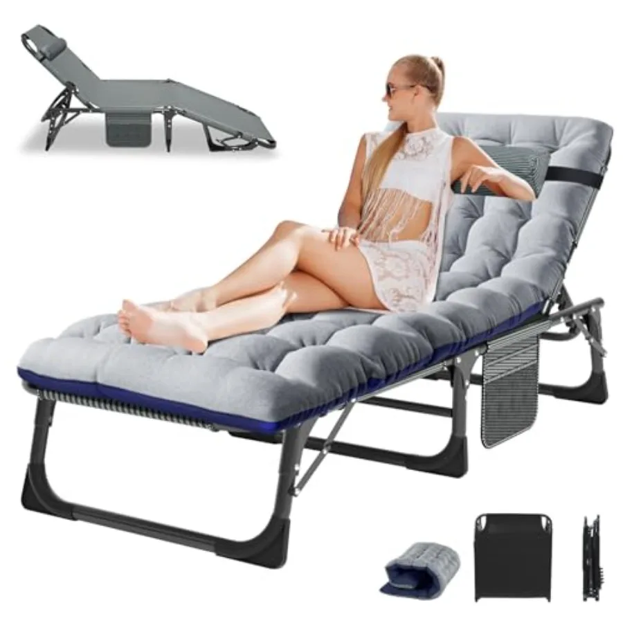 Outdoor Portable Folding Lounge Chair with Mattress Heavy Duty for Camping Pool Beach Patio Blue
Outdoor Portable Folding Lounge Chair with Mattress Heavy Duty for Camping Pool Beach Patio Blue