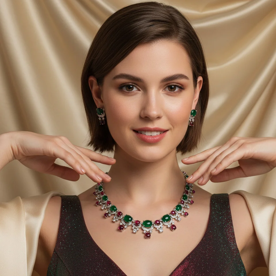 European Style Full Diamond Inlaid Zircon Necklace Earrings Set Summer Women Emerald Oval Luxury Fine Jewelry Accessories
European Style Full Diamond Inlaid Zircon Necklace Earrings Set Summer Women Emerald Oval Luxury Fine Jewelry Accessories
