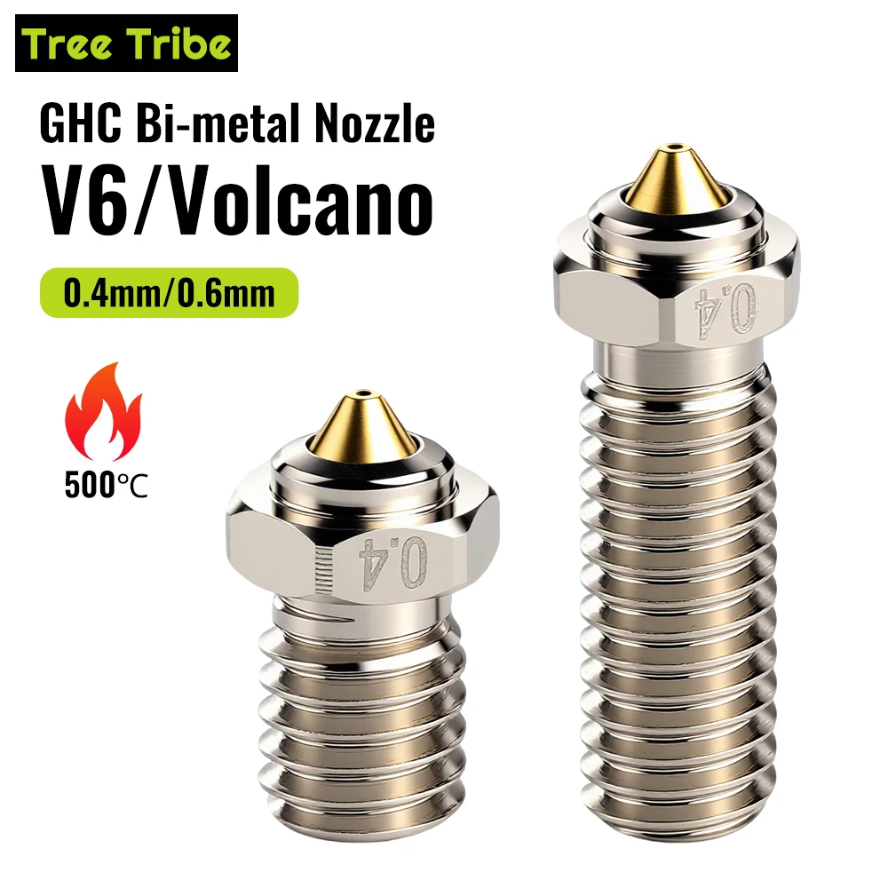Tree Tribe Gold Bi metal Wear Resistant DLC Hardened Steel Copper GHC V6 Nozzle For V6 / Volcano Hotend DIY Prusa 3D Printer 
Tree Tribe Gold Bi metal Wear Resistant DLC Hardened Steel Copper GHC V6 Nozzle For V6 / Volcano Hotend DIY Prusa 3D Printer