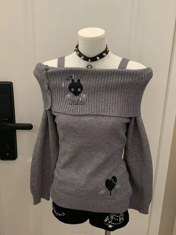 New Winter Women's Japanese Cute Leveret Embroidery Off Shoulder Sweater Fashion Vintage Kawaii Slim Warm Sweet Black Knitwear
New Winter Women's Japanese Cute Leveret Embroidery Off Shoulder Sweater Fashion Vintage Kawaii Slim Warm Sweet Black Knitwear