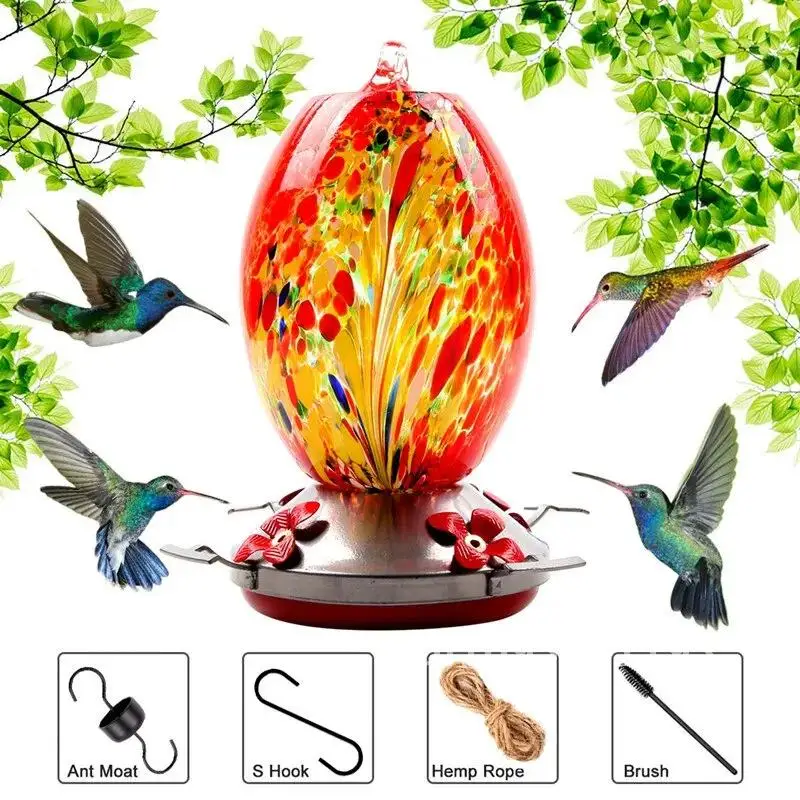 Blown Hummingbird Food Feeder Hand Colorful Glass Feeder Bowl for Feeding Yard Water Decoration Drinker Garden
Blown Hummingbird Food Feeder Hand Colorful Glass Feeder Bowl for Feeding Yard Water Decoration Drinker Garden