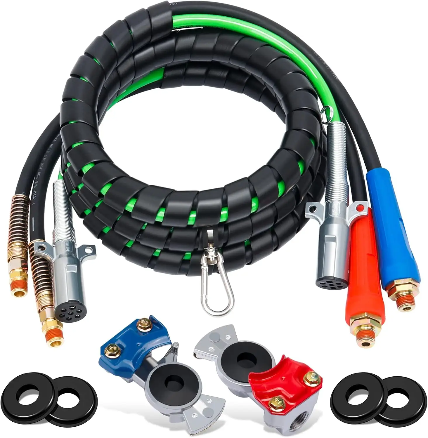 12ft 3-in-1 ABS & Air Brake Hose with Glad Hands and Seals for Semi Trucks
12ft 3-in-1 ABS & Air Brake Hose with Glad Hands and Seals for Semi Trucks